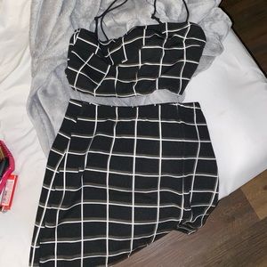 Checkered 2 piece crop top & skirt